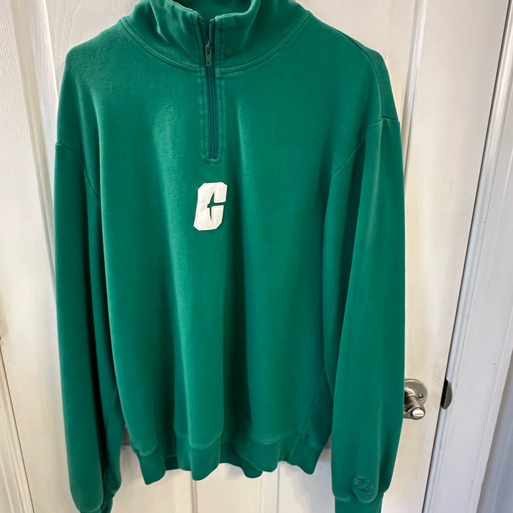 Vibrant Green Zip-Up Men's Sweater